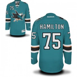 Premier Reebok Adult Freddie Hamilton Teal Home Jersey - NHL 75 San Jose Sharks