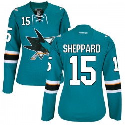 Authentic Reebok Women's James Sheppard Teal Home Jersey - NHL 15 San Jose Sharks