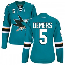 Premier Reebok Women's Jason Demers Teal Home Jersey - NHL 5 San Jose Sharks