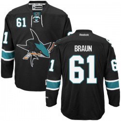 Authentic Reebok Adult Justin Braun Alternate Jersey - NHL 61 San Jose Sharks