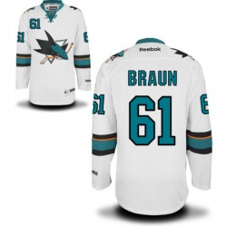 Authentic Reebok Adult Justin Braun Away Jersey - NHL 61 San Jose Sharks