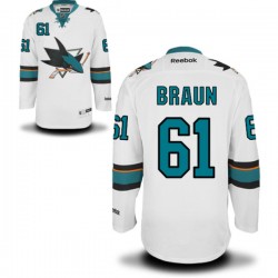 Premier Reebok Adult Justin Braun Away Jersey - NHL 61 San Jose Sharks