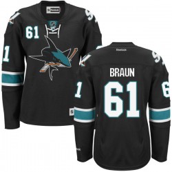 Premier Reebok Women's Justin Braun Alternate Jersey - NHL 61 San Jose Sharks