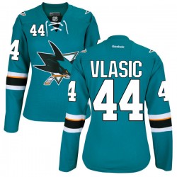 Authentic Reebok Women's Marc-edouard Vlasic Teal Home Jersey - NHL 44 San Jose Sharks