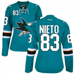 Authentic Reebok Women's Matt Nieto Teal Home Jersey - NHL 83 San Jose Sharks