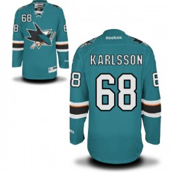 Authentic Reebok Adult Melker Karlsson Teal Home Jersey - NHL 68 San Jose Sharks
