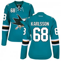 Authentic Reebok Women's Melker Karlsson Teal Home Jersey - NHL 68 San Jose Sharks