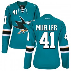 Authentic Reebok Women's Mirco Mueller Teal Home Jersey - NHL 41 San Jose Sharks