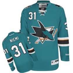 Authentic Reebok Adult Antti Niemi Teal Home Jersey - NHL 31 San Jose Sharks