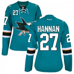 Authentic Reebok Women's Scott Hannan Teal Home Jersey - NHL 27 San Jose Sharks