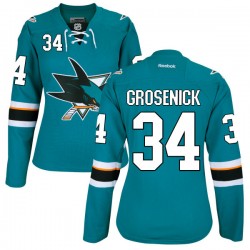 Authentic Reebok Women's Troy Grosenick Teal Home Jersey - NHL 34 San Jose Sharks