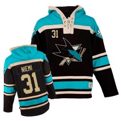 Premier Old Time Hockey Adult Antti Niemi Teal/ Sawyer Hooded Sweatshirt Jersey - NHL 31 San Jose Sharks