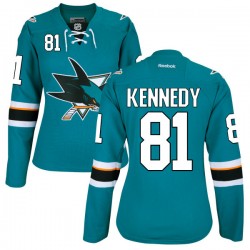 Authentic Reebok Women's Tyler Kennedy Teal Home Jersey - NHL 81 San Jose Sharks