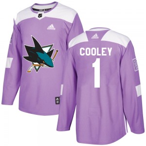 Authentic Adidas Youth Devin Cooley Purple Hockey Fights Cancer Jersey - NHL San Jose Sharks