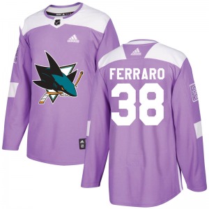 Authentic Adidas Youth Mario Ferraro Purple Hockey Fights Cancer Jersey - NHL San Jose Sharks