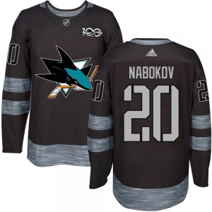 Authentic Adult Evgeni Nabokov Black 1917-2017 100th Anniversary Jersey - NHL San Jose Sharks