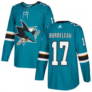Authentic Adidas Youth Thomas Bordeleau Teal Home Jersey - NHL San Jose Sharks