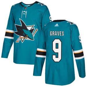 Authentic Adidas Youth Adam Graves Teal Home Jersey - NHL San Jose Sharks