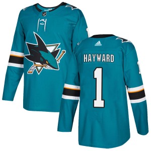 Authentic Adidas Youth Brian Hayward Teal Home Jersey - NHL San Jose Sharks