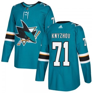 Authentic Adidas Youth Nikolai Knyzhov Teal Home Jersey - NHL San Jose Sharks