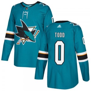 Authentic Adidas Youth Nathan Todd Teal Home Jersey - NHL San Jose Sharks