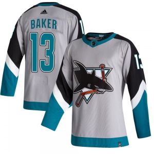 Authentic Adidas Youth Jamie Baker Gray 2020/21 Reverse Retro Jersey - NHL San Jose Sharks