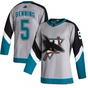 Authentic Adidas Youth Matt Benning Gray 2020/21 Reverse Retro Jersey - NHL San Jose Sharks