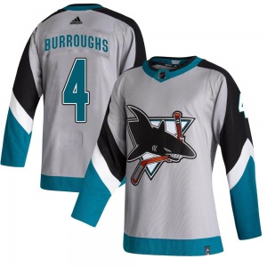 Authentic Adidas Youth Kyle Burroughs Gray 2020/21 Reverse Retro Jersey - NHL San Jose Sharks