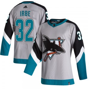 Authentic Adidas Youth Arturs Irbe Gray 2020/21 Reverse Retro Jersey - NHL San Jose Sharks