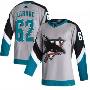 Authentic Adidas Youth Kevin Labanc Gray 2020/21 Reverse Retro Jersey - NHL San Jose Sharks