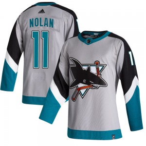 Authentic Adidas Youth Owen Nolan Gray 2020/21 Reverse Retro Jersey - NHL San Jose Sharks