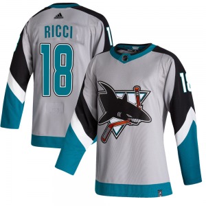 Authentic Adidas Youth Mike Ricci Gray 2020/21 Reverse Retro Jersey - NHL San Jose Sharks