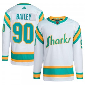 Authentic Adidas Youth Justin Bailey White Reverse Retro 2.0 Jersey - NHL San Jose Sharks