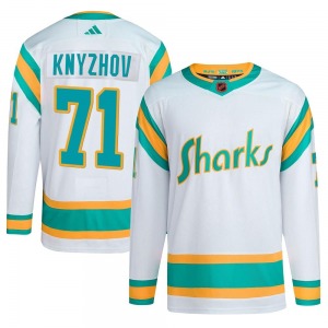 Authentic Adidas Youth Nikolai Knyzhov White Reverse Retro 2.0 Jersey - NHL San Jose Sharks