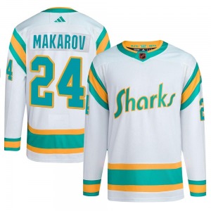 Authentic Adidas Youth Sergei Makarov White Reverse Retro 2.0 Jersey - NHL San Jose Sharks
