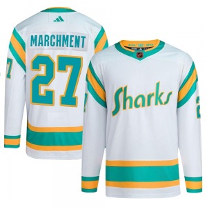 Authentic Adidas Youth Bryan Marchment White Reverse Retro 2.0 Jersey - NHL San Jose Sharks