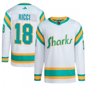 Authentic Adidas Youth Mike Ricci White Reverse Retro 2.0 Jersey - NHL San Jose Sharks