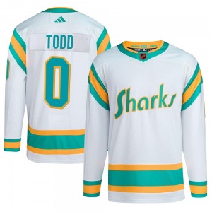 Authentic Adidas Youth Nathan Todd White Reverse Retro 2.0 Jersey - NHL San Jose Sharks