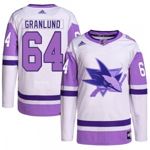 Authentic Adidas Youth Mikael Granlund White/Purple Hockey Fights Cancer Primegreen Jersey - NHL San Jose Sharks