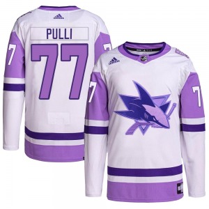 Authentic Adidas Youth Valtteri Pulli White/Purple Hockey Fights Cancer Primegreen Jersey - NHL San Jose Sharks
