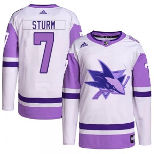 Authentic Adidas Youth Nico Sturm White/Purple Hockey Fights Cancer Primegreen Jersey - NHL San Jose Sharks