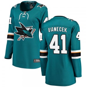 Breakaway Fanatics Branded Women's Vitek Vanecek Teal Home Jersey - NHL San Jose Sharks