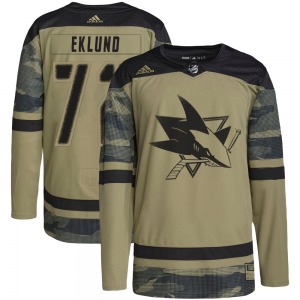 Authentic Adidas Youth William Eklund Camo Military Appreciation Practice Jersey - NHL San Jose Sharks