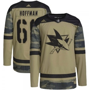Authentic Adidas Youth Mike Hoffman Camo Military Appreciation Practice Jersey - NHL San Jose Sharks