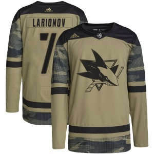 Authentic Adidas Youth Igor Larionov Camo Military Appreciation Practice Jersey - NHL San Jose Sharks
