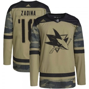 Authentic Adidas Youth Filip Zadina Camo Military Appreciation Practice Jersey - NHL San Jose Sharks