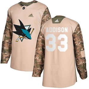Authentic Adidas Youth Calen Addison Camo Veterans Day Practice Jersey - NHL San Jose Sharks
