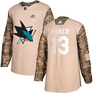 Authentic Adidas Youth Jamie Baker Camo Veterans Day Practice Jersey - NHL San Jose Sharks