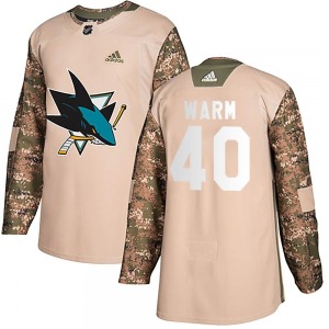 Authentic Adidas Youth Beck Warm Camo Veterans Day Practice Jersey - NHL San Jose Sharks