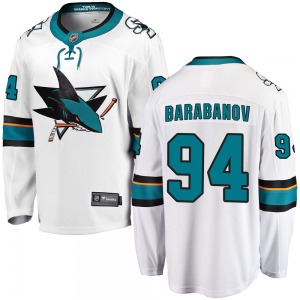Breakaway Fanatics Branded Youth Alexander Barabanov White Away Jersey - NHL San Jose Sharks